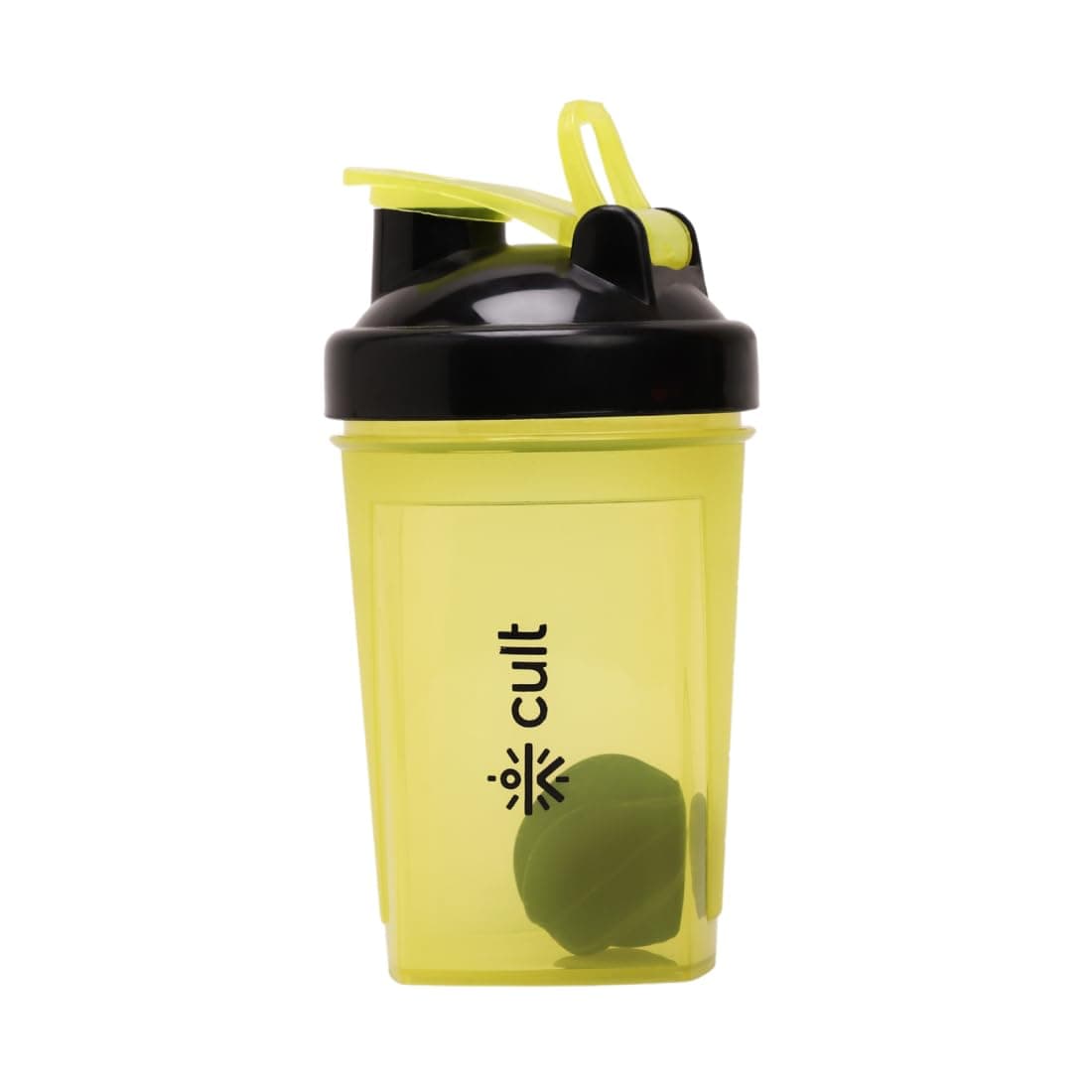 CULT Micro Shaker Bottle 500ml – Compact Protein Shaker for Men & Women BPA-Free, Leakproof, Portable Gym Shaker with Wire Mixer & Storage Compartment for Smooth Shakes Yellow
