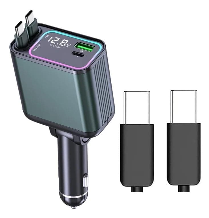FKU Dual Type C Car Charger 70W RGB Display Car Phone Charger PD3.0 + QC3.0 Super Fast Charger (Dual Type C)