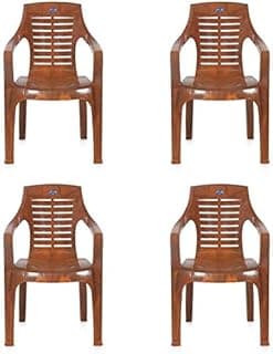 Nilkamal CHR6020 Plastic Mid Back with Arm Chair | Chairs for Home| Dining Room| Bedroom| Kitchen| Living Room| Office - Outdoor - Garden | Dust Free |100% Polypropylene Stackable Chairs | Set of 4