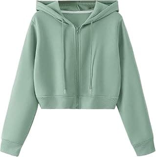 Prachikfashions Casual Wear Solid Long Sleeve Drawstring Full Zip Hooded Jacket Crop Sweatshirt for Women's