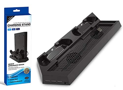 New World Vertical Stand with Cooling Fan Dual Charger Charging Dock Usb Hub For PS4 Sony Playstation 4 Fat,Slim and Pro All model