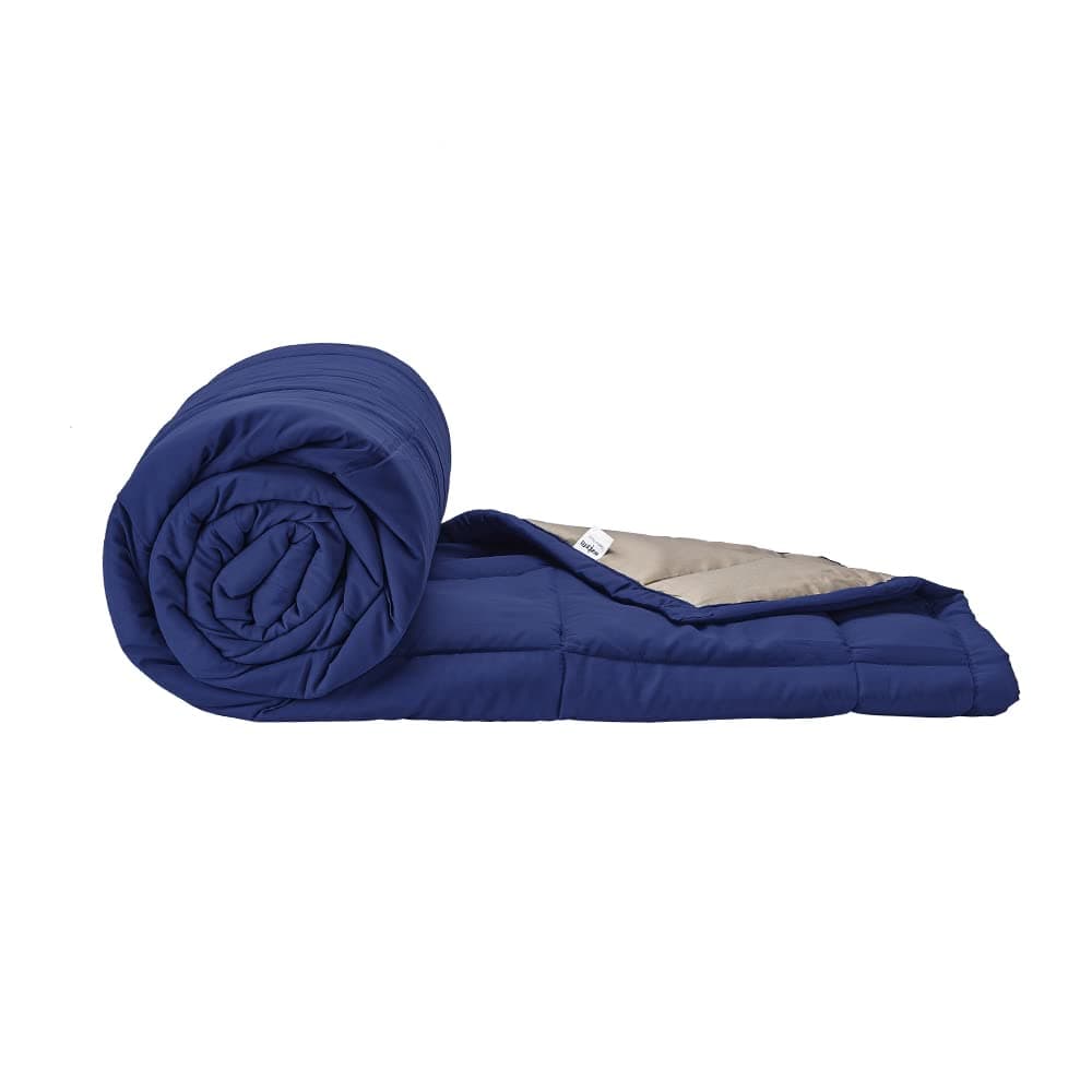 Wakefit Comforter Single Bed | 220 GSM | Quilt AC Blanket for Single Size Bed | Reversible Super Soft Microfiber Blanket | 90x60 Inches - Taupe & Navy Blue