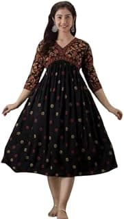 Generic Women Cotton Kurtis Black (HABBU Women Kurti-P)