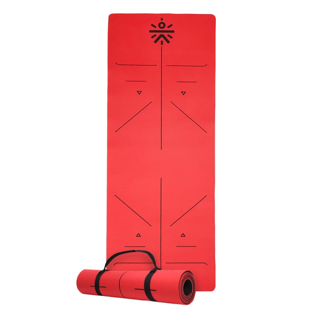 CULT Premium TPE Yoga Mat with Alignment Marks – 6mm Thick Non-Slip Exercise & Pilates Mat for Men & Women, Eco-Friendly, Sweat-Resistant with Carry Strap – Red