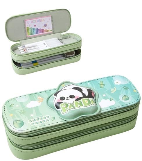 Onpalm Enterprise Kawaii Pencil Case Double Layer 3D (EVA) Cute Pencil Case Aesthetic Pencil Box for Girls Large Capacity Pen Pencil Pouch Multifunctional Stationery Organizer (Double Layer Panda)
