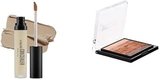 SWISS BEAUTY Professional Liquid Concealer, Face MakeUp, Light-Moyen, 5.6g & Swiss Beauty Brick Powder Highlighter Palette, Face MakeUp, Multicolor-01, 7g