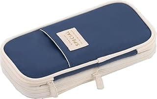 Large Pencil Case Stationery Items for Girls and Boys, Canvas Bags Pen Pencil Pouch for School College and Office, Organize Makeup Cosmetic, Aesthetic Cute Stationary Box (Blue)