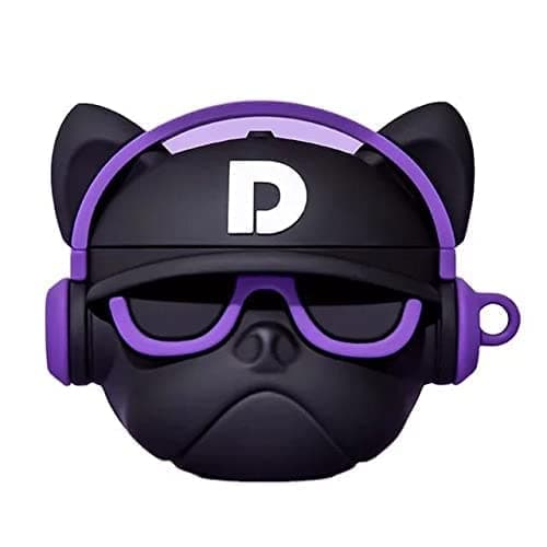 AMiRiTE- Smart Gadgets Store ABS027 AirPods Pro 2 Soft Silicone Cartoon Case Cover with Anti-Lost Metal Keyring Compatible with Airpod Pro GEN-2 (2022) (AIRPOD PRO 2, Hiphop Dog Purple)