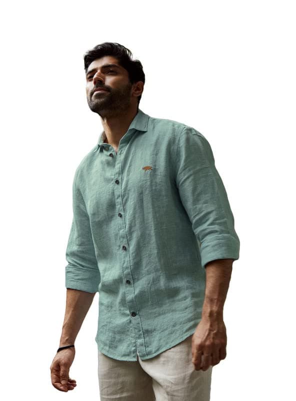 Andamen Men's Linen Check Slim Fit Shirt