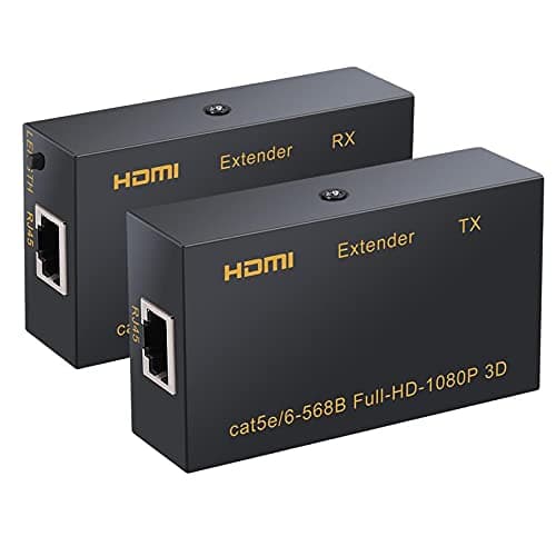 HDMI Extender RX Receiver and TX Transmitter HDMI Repeater Over Cat5e, Cat6 Upto 60 Meters Supports 3D & Full HD 1080p for TV Projector-TD-573H-09.