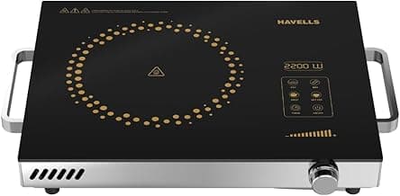 Havells 2200 Watt Infrared Induction Cooktop With Digital Display| Glo TC22-6KV Surge Protection| Sensor Touch| SS304 Food grade grill| 1 Year Door step Warranty By Havells