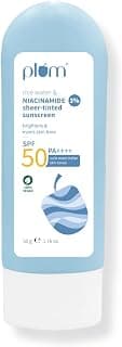 Plum Rice Water & 3% Niacinamide Sheer-Tinted Sunscreen SPF 50 PA++++ | Suitable for Most Indian Skin Tones | Sheer Coverage | Non-Oily | Women | Fragrance-free | 100% Vegan | 50gm
