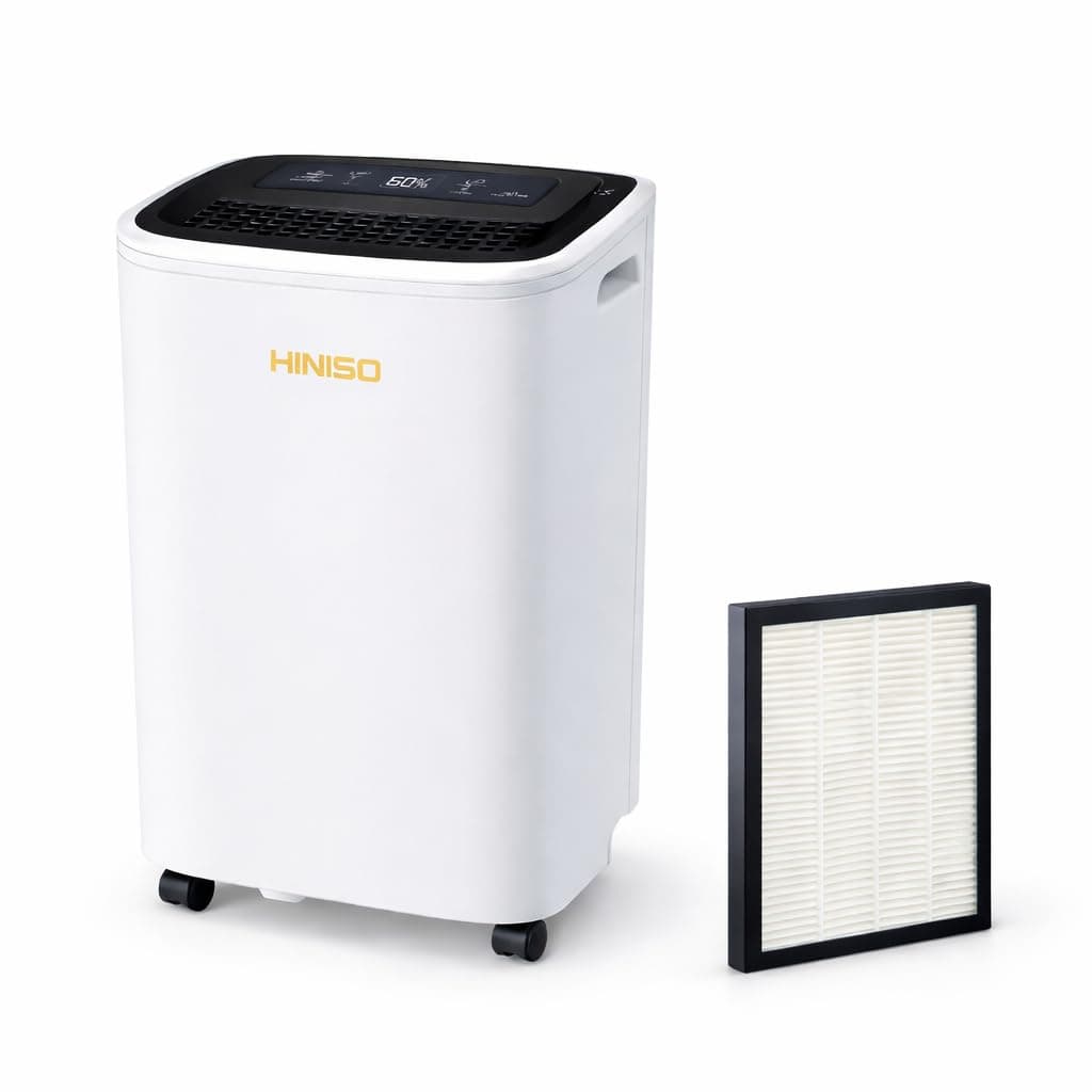 HINISO 10L Smart Compressor Dehumidifier with HEPA 13 Air Purifier Filter Combo for Up to 2000 Sq.ft | WiFi App Control | Removes Moisture, Dust & Odours | Auto Defrost, Clothes Dry Mode, 2.5L Tank