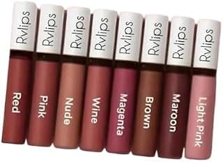 Liquid Lipstick, Matte Finish, Multicolor, Long Lasting, 10 ml, 8 Pieces