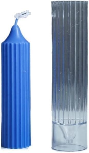 FirstTry Polo Striped Pillar Candle Mold I Long Rod Cylinder Acrylic Candlestick Wax Mould I for DIY Handmade Cake Décor, Aromatherapy, Candles Making Home Wedding Party Decoration (5 X 10 CM)