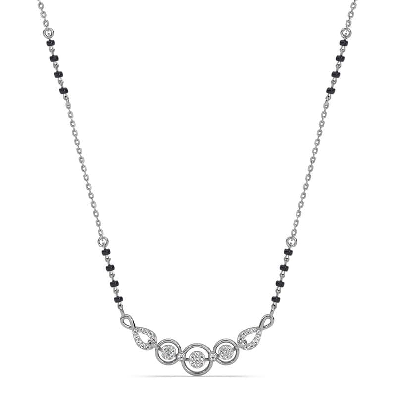 Clara 925 Silver Hiral Mangalsutra Tanmaniya Pendant Gift for Women & Wife | With Black Beads Chain | Platinum Plated | Swiss Zirconia