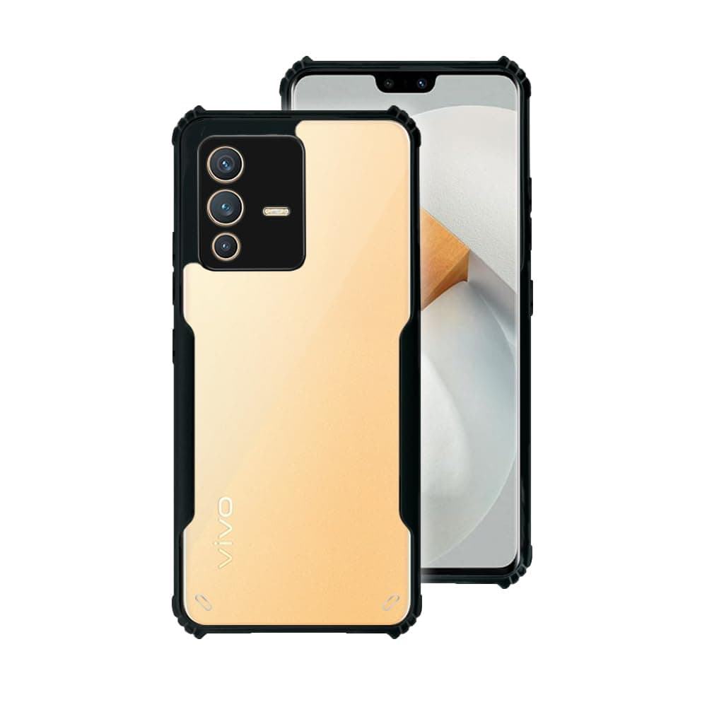 7SEVEN® Ipacky Back Cover for Vivo V23 | S12 5G Mobile Back Case Shock Proof Design Camera Edges Protection Crystal Clear Phone Case Precise Cutouts Matte Black Soft Bumper Phone Cover