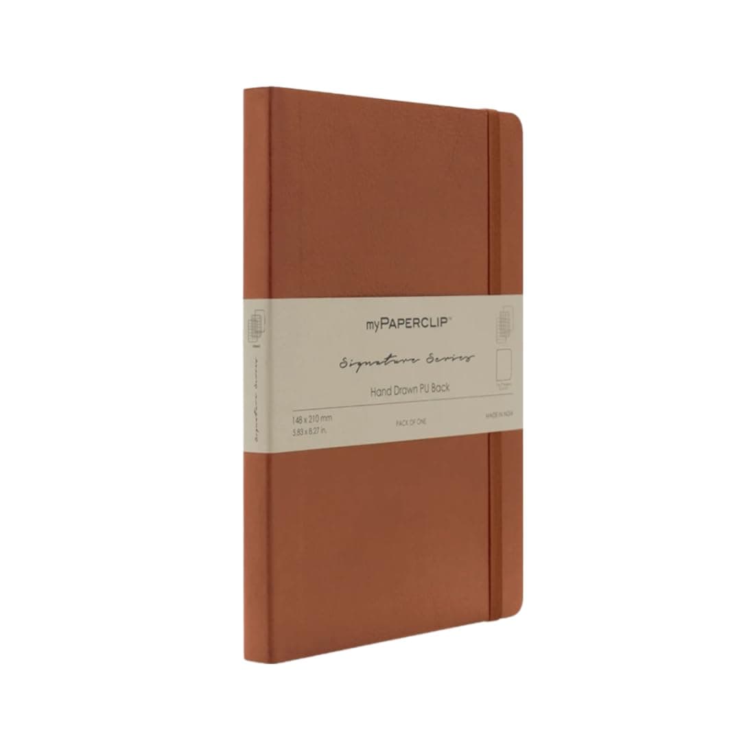 myPAPERCLIP Note Book, Signature Series, A5, (148 x 210 mm, 5.83 x 8.27 in.) Checks, Tan (SSPU192A5-C Tan)