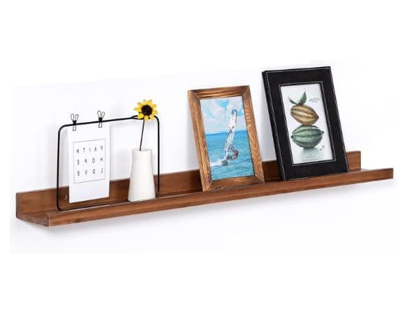 carpentray (Set of 1 30 Inch Light Walnut Color Wood Wall Floating Shelves for Wall Bookshelf Wall Mount Picture Photo Frames Display Rack with Ledge Decorative Storage Shelves