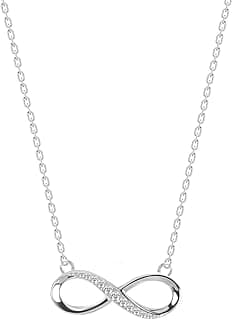 Clara 925 Sterling Silver Infinity Pendant Chain Necklace | Rhodium Plated, Swiss Zirconia | Gift for Women and Girls
