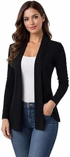 DRAXSTAR Women’s Open Front Long Sleeve Cardigan Jacket – Lightweight Stretchy Soft Casual Blazer Style Shrug for Office, Travel
