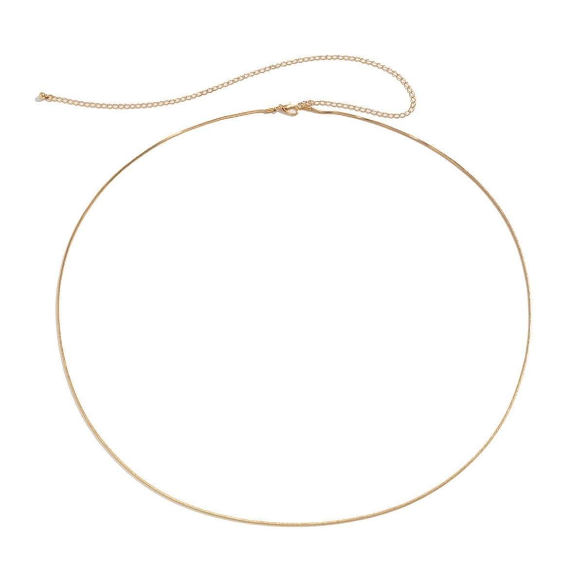 Aaishwarya 18K Gold Plated Two Layered Long Waist Chain Stainless Steel Anti-Tarnish Hip Chain Minimal Jewelry Stylish Kamarband for Women Saree and Crop Tops Fits Waist Size up to 28 Inches