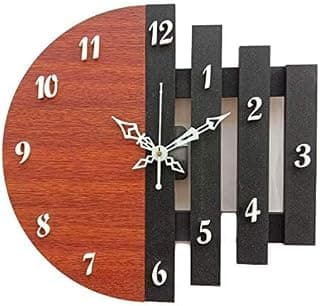 3D Wooden Antique Analog Wall Clock for Home & Office Dcor (Brown & Black, 30.5 x 30.5 cm, Round)
