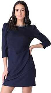 FabAlley Navy Embellished Neck Bodycon Dress