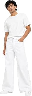 Men's Wide-Leg Jeans, High-Rise Denim Pants, Relaxed Fit, Classic 5-Pocket Style, Button Closure, Casual Streetwear