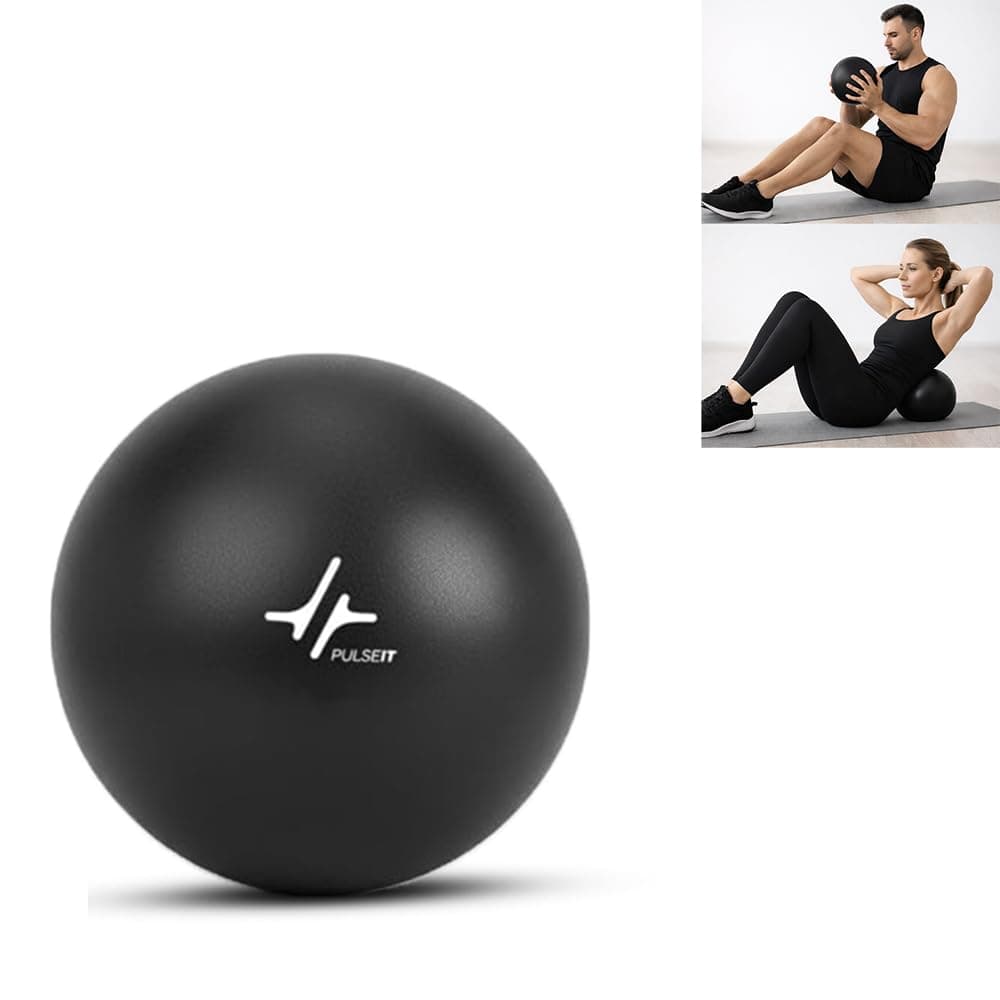 PulseITOrbit Yoga Ball 25cm for Exercise, Balance & Core Strength | Anti-Burst Mini Pilates Ball for Home Workout, Yoga, Stability Training & Physical Therapy | Inflatable Soft Gym Ball (Black)