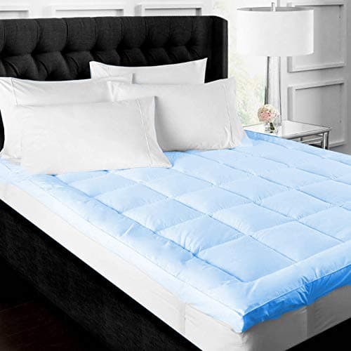 Texlux 800 GSM Quilted Mattress Padding Mattress Topper Sky Blue for Single Bed-36 X 78 Inch,Cotton