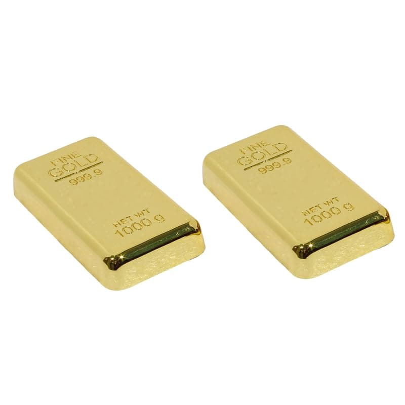 True-Ally Fake Gold Bar Paperweight – Luxurious Desk Accessory, Stylish Stationery Gift for Office, Home, Men & Women | Realistic Gold-Plated Finish Paper Weight- 8x4x1 cm - Pack of 2