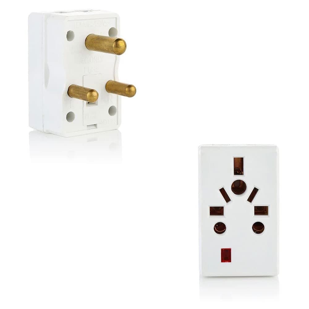 Hi-Plasst Universal Multi-Country Travel Adapter, Type-D Plug for Indian Socket for Imported Devices, Compatible with Plugs of US, UK, EU, and 150+ Countries | Built-in Fuse, LED Indicator (Pack of 1)