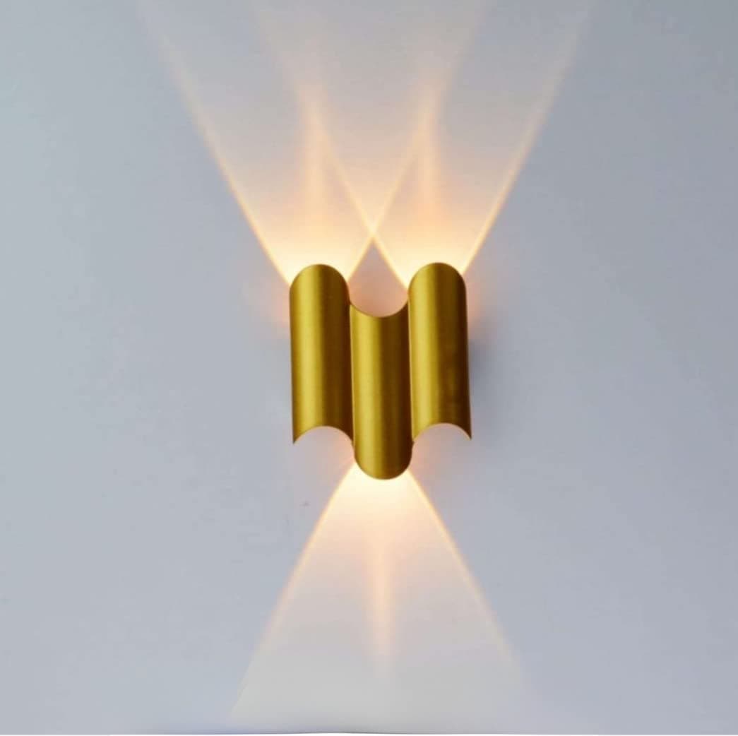 FILLISKA Aluminium Led Luxurious Indoor Up/Down Wall Light Warm White, Shockproof & Rustproof Alluminium Body (2Up 1 Down Gold)