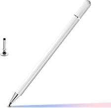 GadgetBite Stylus Pen for Android Tablet & iOS All Touchscreen Devices Capacitive Universal Smart Pencil with Fine Point Disc Tip Lightweight Metal Body Magnetic Cap for Mobile Phone iPad Tab - White