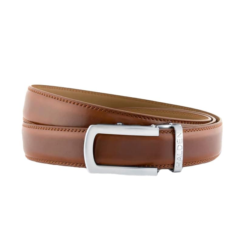 HALDEN BURLEY Belts For Men Leather Original (Free Size Fits Up to 44 Inch Waist) Ratchet Straps, Unique Magnetic Auto-lock Buckle Formal Belts For Men
