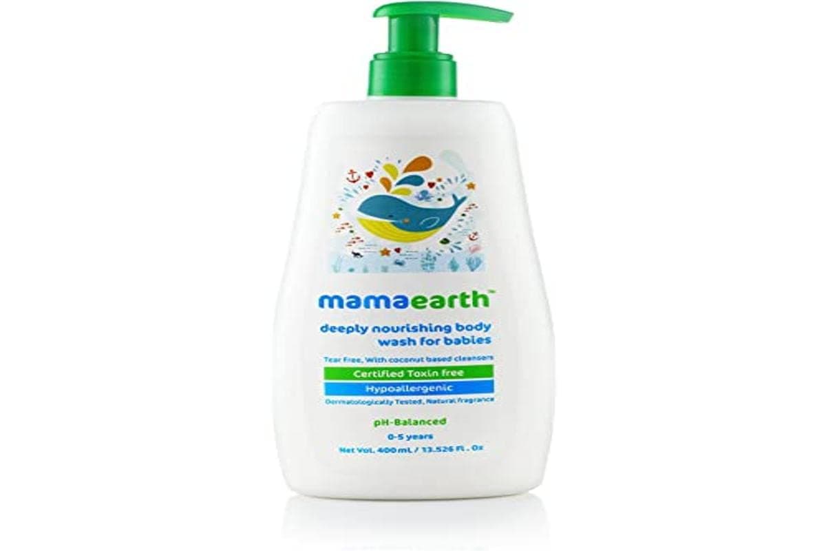 Mamaearth Deeply Nourishing Body Wash For Babies - 400 ml | Infused with Coconut Oil, Orange Essential Oil & Aloe Vera Extract | Deeply Nourishing | Tear-Free Cleanser
