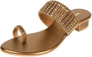 Mochi Women Block Heel Fashion/Ethnic Slip-on Sandal