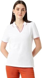 Marks & Spencer Womens Solid Cotton Polo Neck Regular Fit T-Shirt