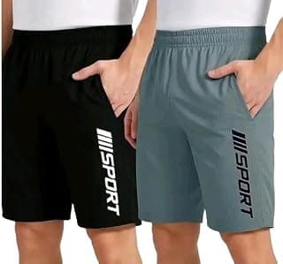 Generic Men’s Casual Sports Shorts Pack of 2 | Comfortable Printed Polyester Half Pants for Daily