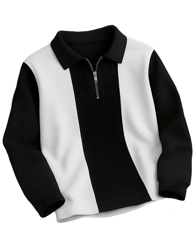 T-Shirt for Men Zip Neck Texture Self Design Cotton Blend Mens Tshirts