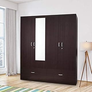 HomeTown Utsav Engineered Wood 4 Door Wardrobe in Wenge Colour