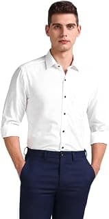 Arrow Classic Slim Fit Mens Formal Shirt - 100% Cotton, Breathable & Comfortable, Full Sleeves Shirts for Men -, White