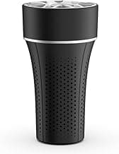 Reffair AX50 Car Air Purifier with Plasma Ionizer & UVC Light H13 True HEPA Filter | 2.5x Powerful Airflow | Slim 6.5cm Base Fits All Cars | Patented Model | Ambient Light (Black)