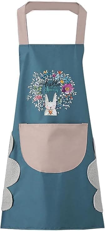 VAAYUT Apron For Kitchen Cotton Kitchen Apron Set with Front Pocket Floral Bunny Design, Cooking Printed Apron For Women [ 1-pcs ]