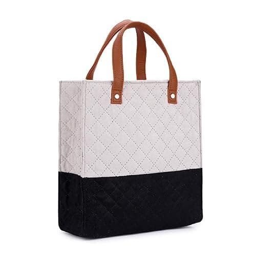 AZYEEA Lunch Bag Velvet, 10 X 11 X 4.5 inch. | Lunch Bags for Office Women | Smooth Quilted Exterior & Inner Waterproof Lining | Ideal for Gifting, 10 Litre (Black)