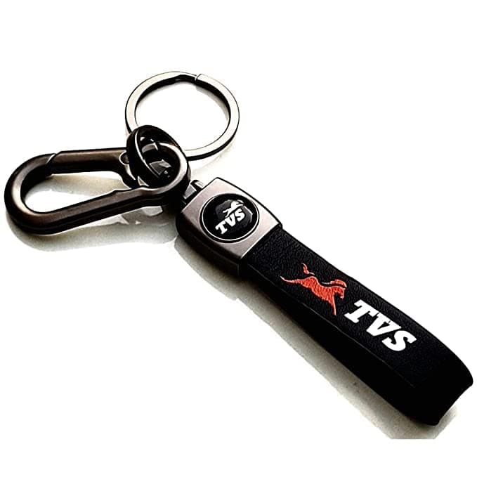 Mistazzo Tvs Leather Strap Keychain Metal Hook Keyring Compatible With Jupiter, Apache, Ntorq, Zest, Raider, Radeon For Bike Scooty Boys Girls Men, Black