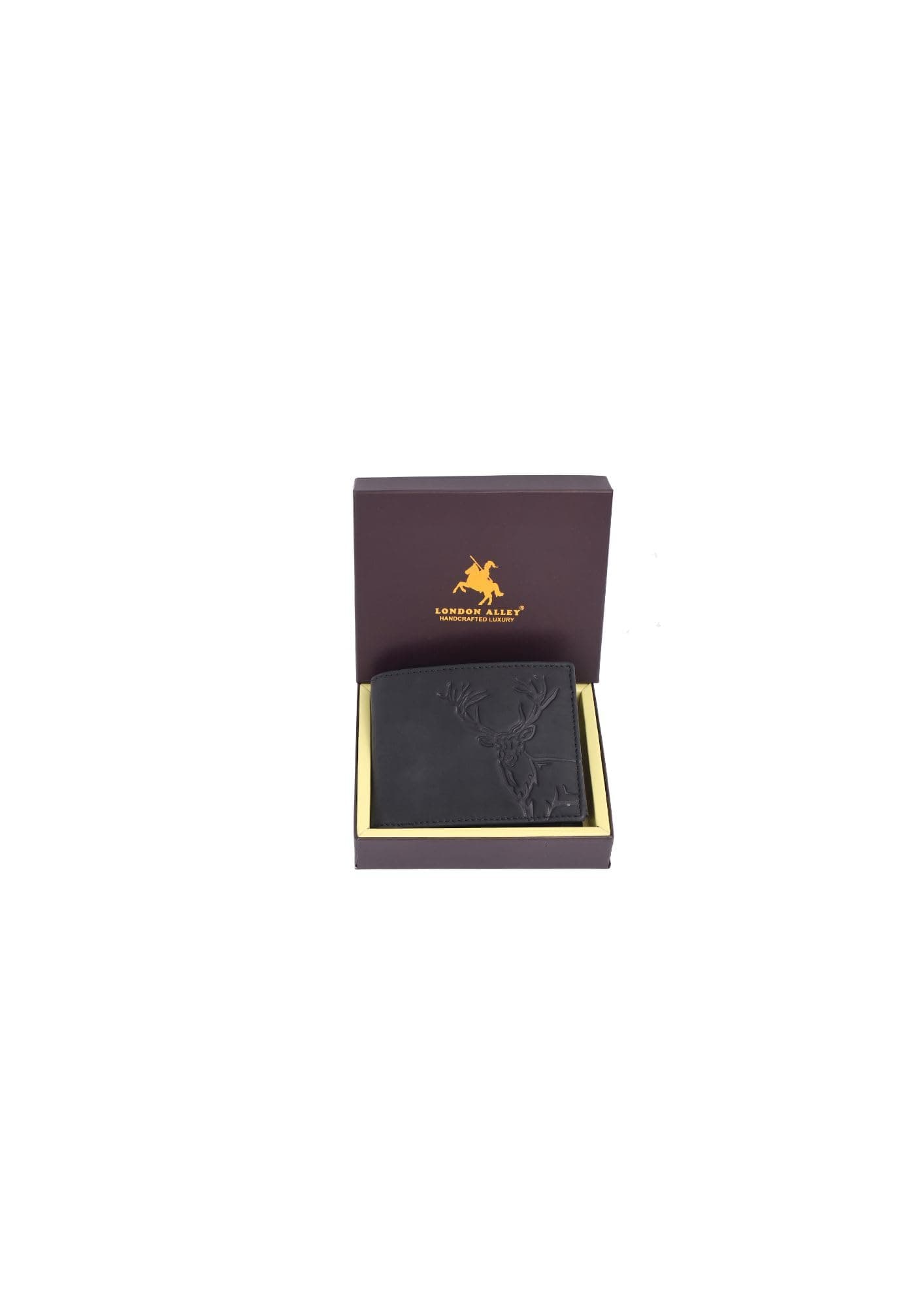 LONDON ALLEY Elk Vintage Black Leather Wallet for Men, 6 Card Slot | RFID Blocking