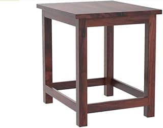 Umark Wooden Sitting Stool 18 Inch for Home | Square Sheesham Wood Table for Bedroom, Outdoor, Office & Multipurpose Use in Natural Finish - Brown