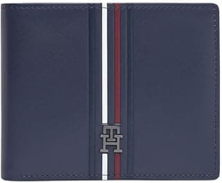 Tommy Hilfiger Elvaston Global Coin Leather Wallet for Men - Navy | Debossed Pattern | 2 Compartmemt | 2 Pocket | 4 Card Slots | 1 Coin Pocket